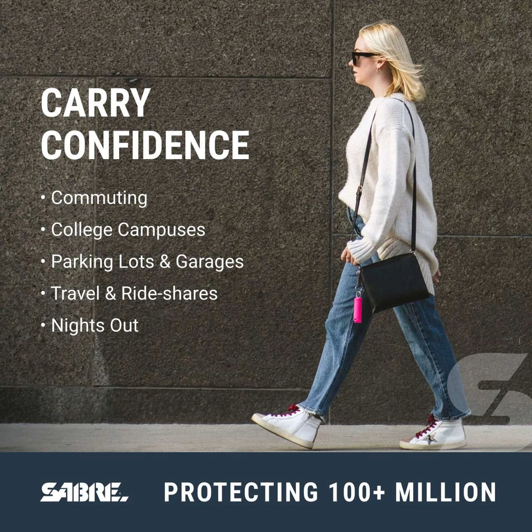 SABRE Fast Flip Top Pepper Gel with Keychain – 12–14 ft Range, 10s Spray, Compact Self Defense Spray