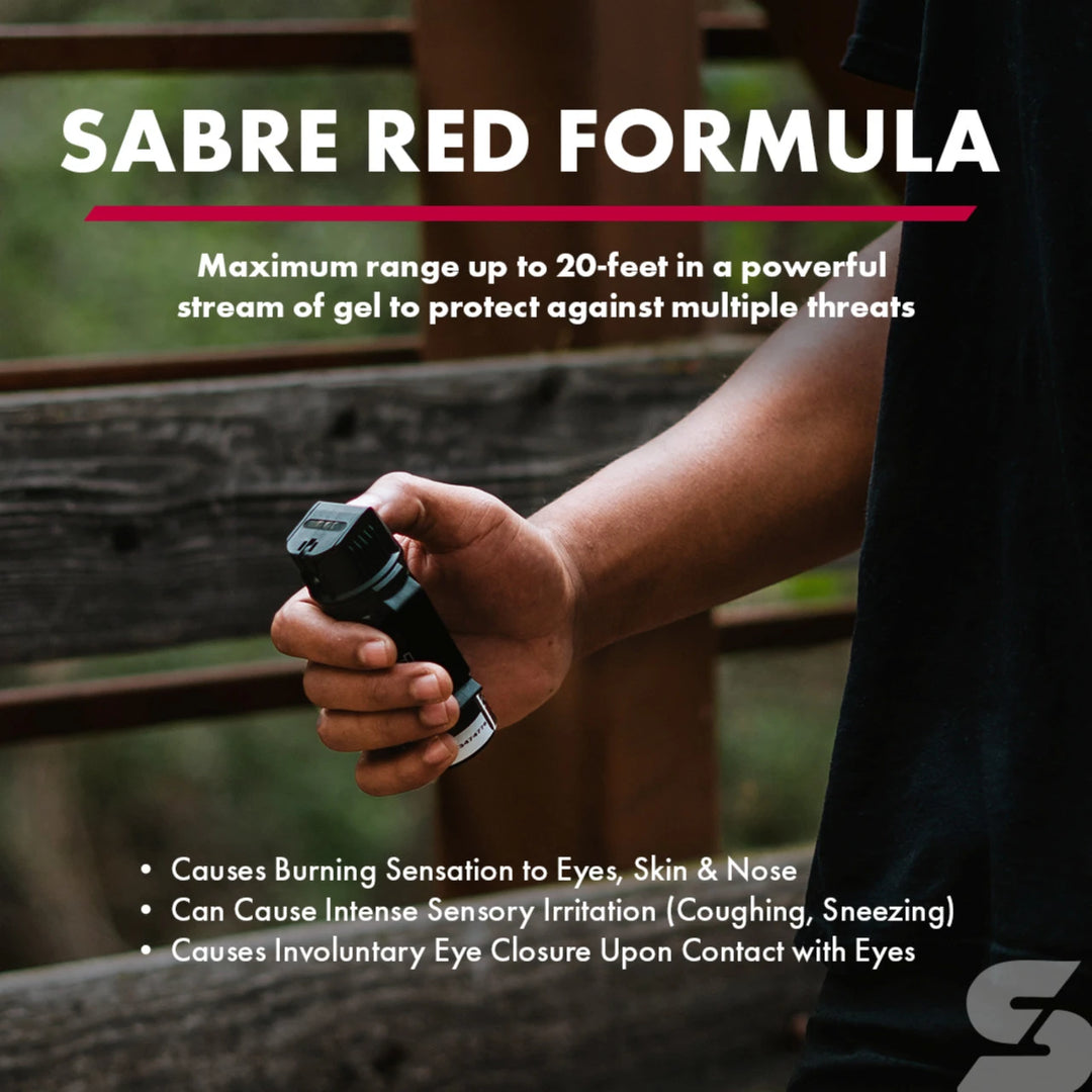 SABRE Crossfire Pepper Gel with Belt Clip – 360° Self Defense Spray, 20 ft Range, Police Strength Protection