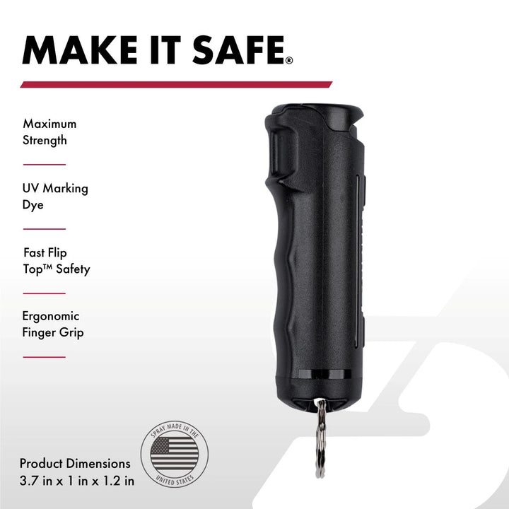SABRE Pepper Spray &amp; 2-in-1 Stun Gun with Flashlight – Fast Flip Top Safety, 12–14 ft Range, Rechargeable Defense Kit