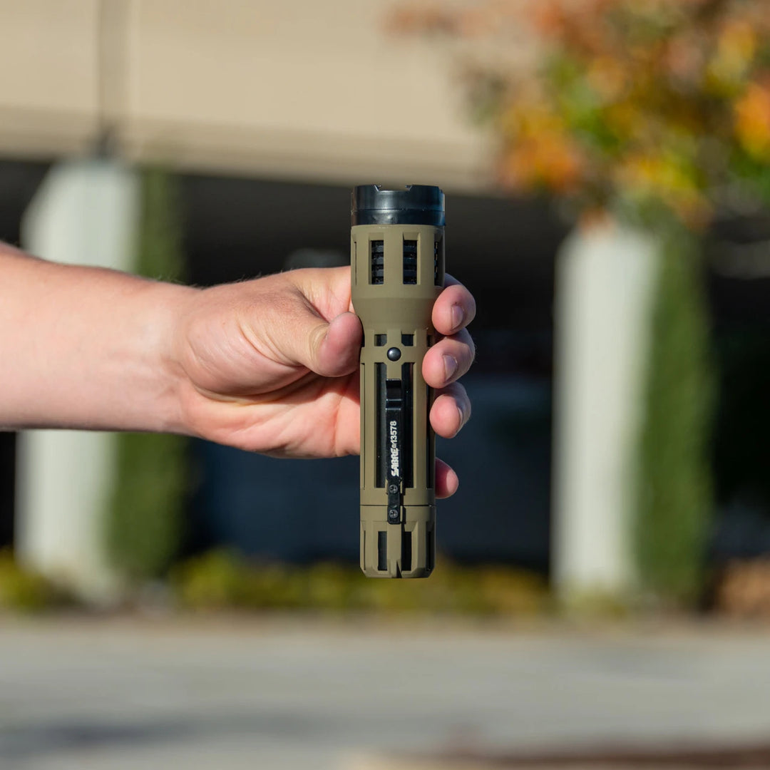 SABRE 2-in-1 Stun Gun with LED Flashlight – 1.820 µC Power, 120 Lumen Light, Rechargeable Self Defense Device