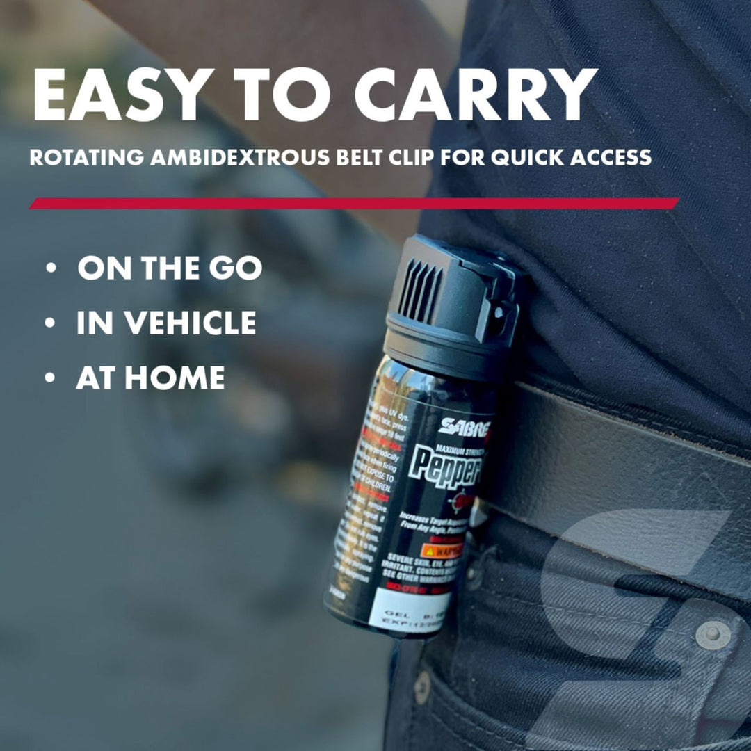 SABRE Crossfire Pepper Gel with Belt Clip – 360° Self Defense Spray, 20 ft Range, Police Strength Protection