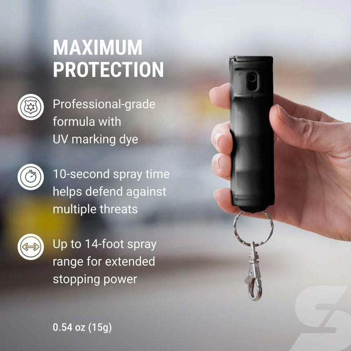SABRE Fast Flip Top Pepper Gel with Keychain – 12–14 ft Range, 10s Spray, Compact Self Defense Spray