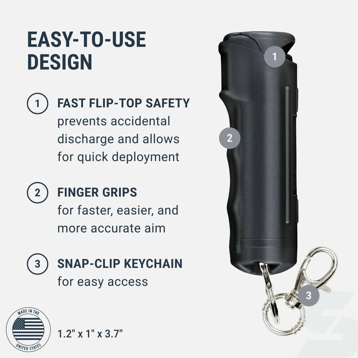 SABRE Fast Flip Top Pepper Gel with Keychain – 12–14 ft Range, 10s Spray, Compact Self Defense Spray